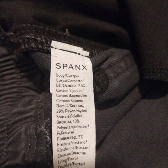 SPANX Women's Mid Rise Twill Joggers Sz XS Black‎ Stretchy Pull On Elastic Waist - Picture 8 of 9